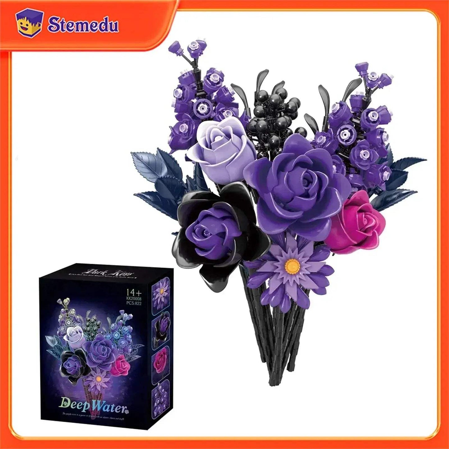 Gothic Purple Rose Building Blocks Set For Decor And Gifts - ToylandEU