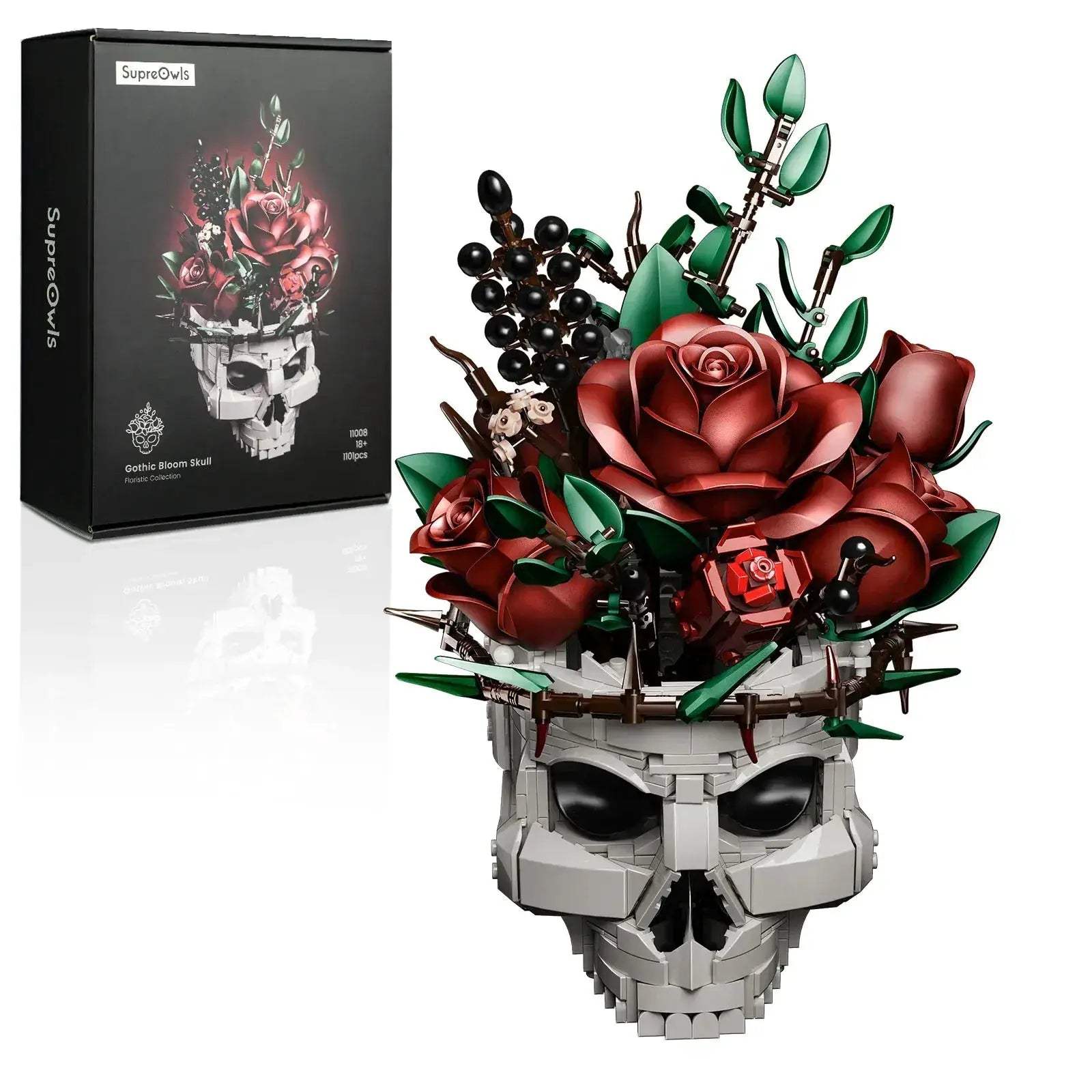 Gothic Skull Flowers Lego Compatible Building Blocks Set For Adults - ToylandEU
