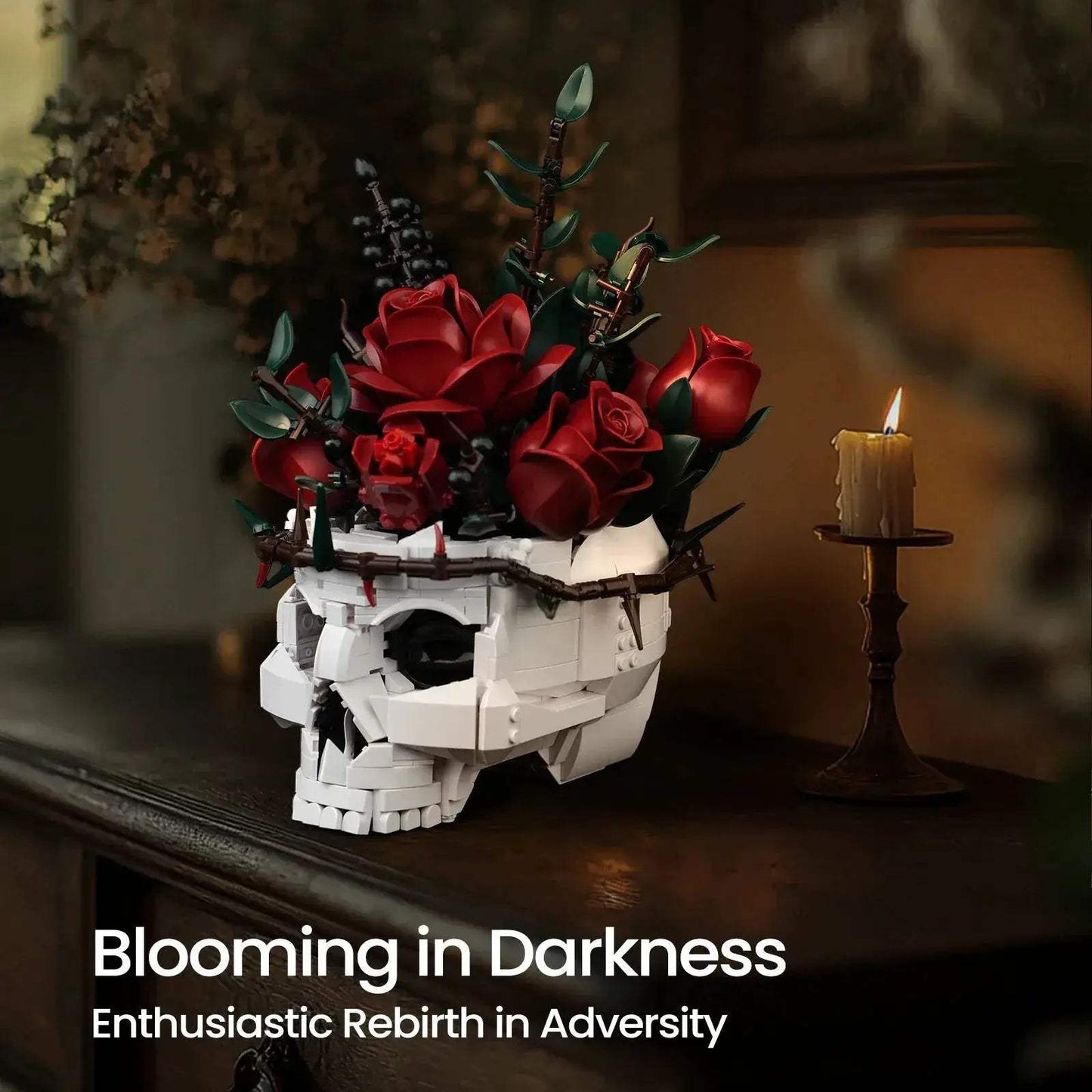 Gothic Skull Flowers Lego Compatible Building Blocks Set For Adults - ToylandEU