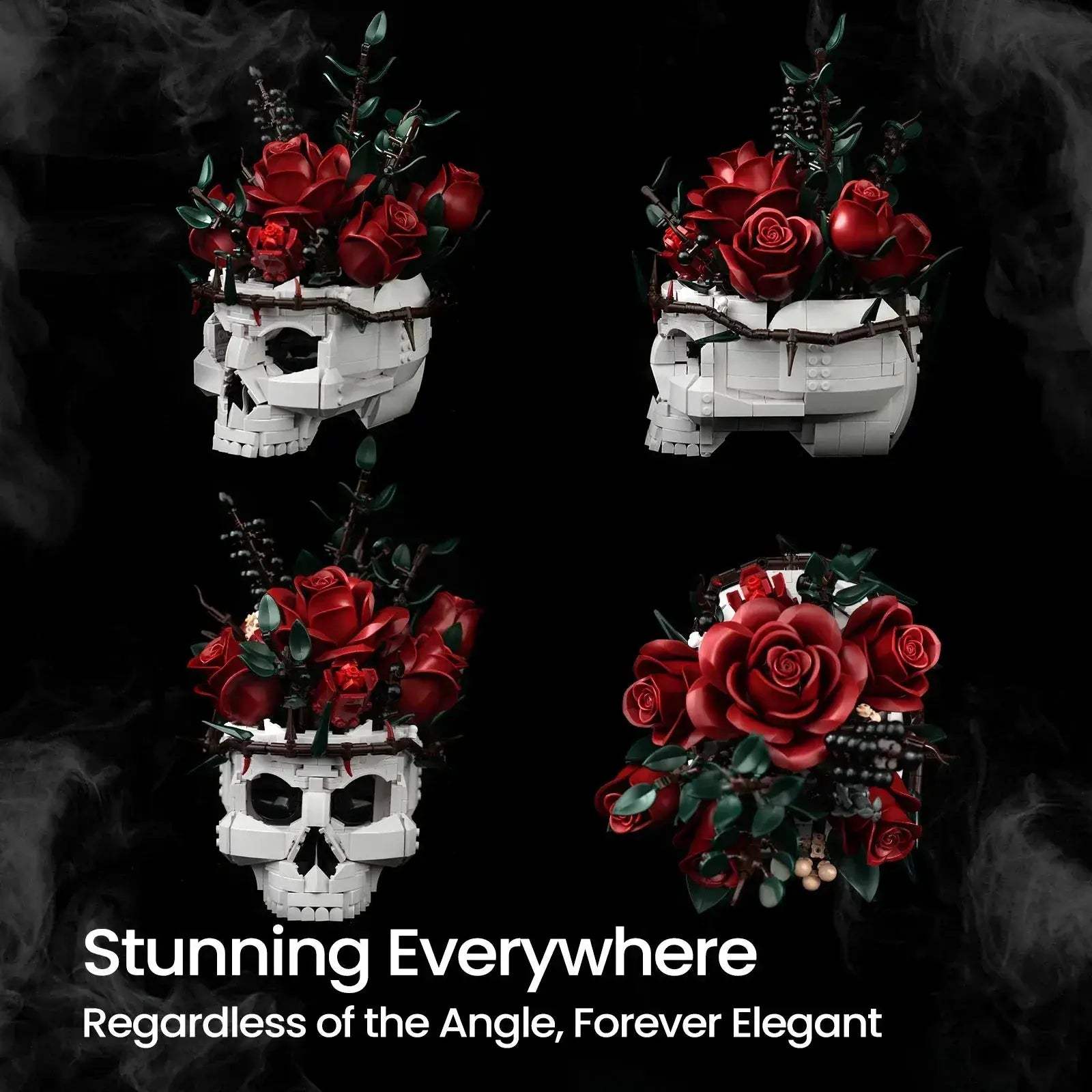 Gothic Skull Flowers Lego Compatible Building Blocks Set For Adults - ToylandEU