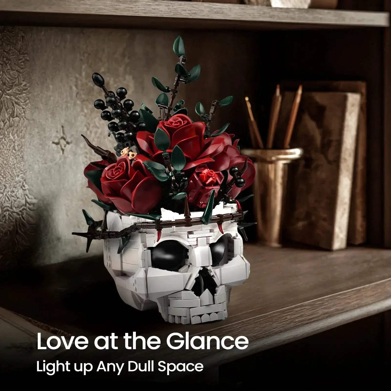 Gothic Skull Flowers Lego Compatible Building Blocks Set For Adults - ToylandEU