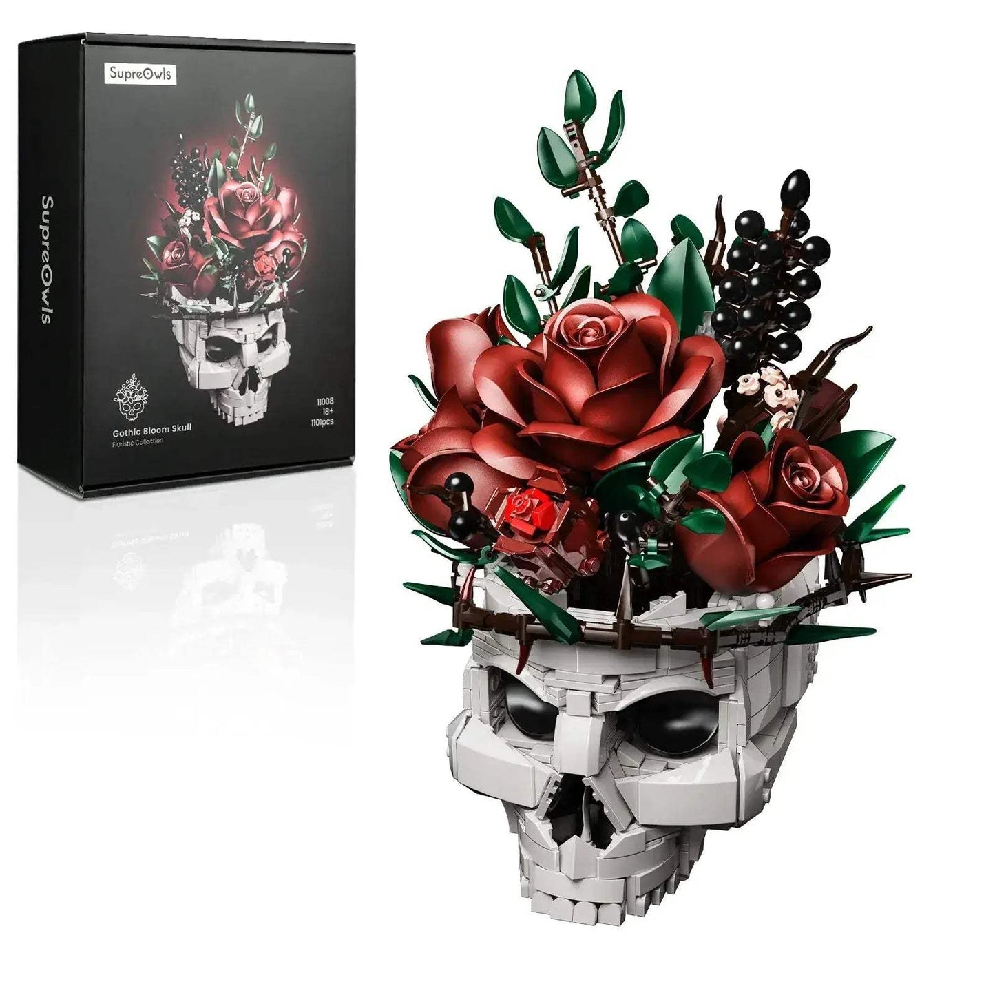 Gothic Skull Flowers Lego Compatible Building Blocks Set For Adults - ToylandEU