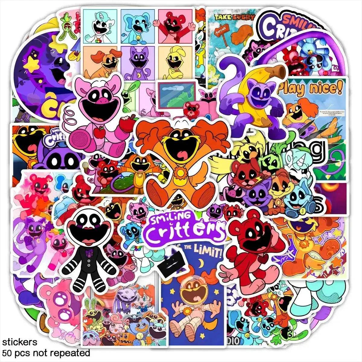 Graffiti Stickers Set 54 Pcs Smiling Critters Versatile - ToylandEU