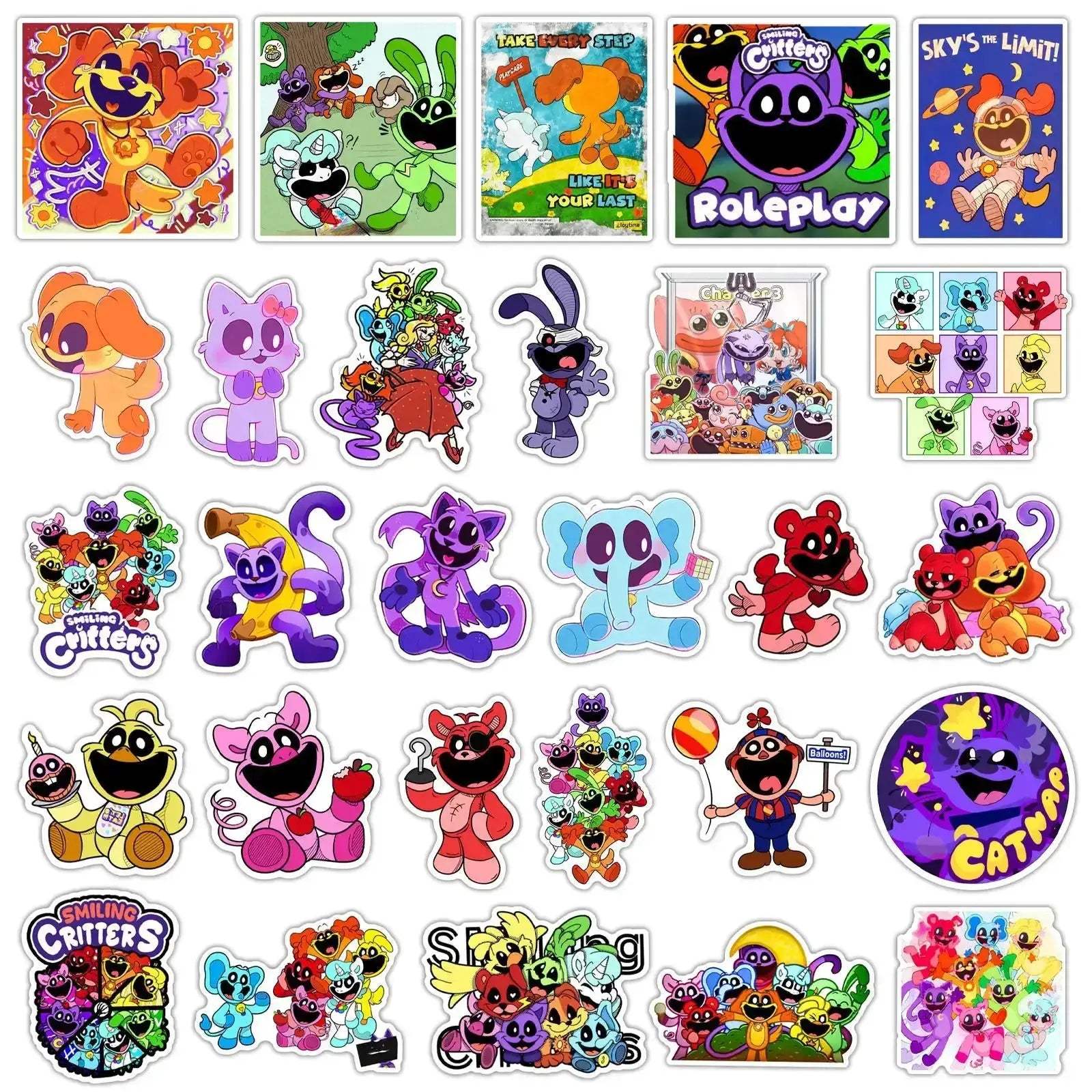 Graffiti Stickers Set 54 Pcs Smiling Critters Versatile - ToylandEU