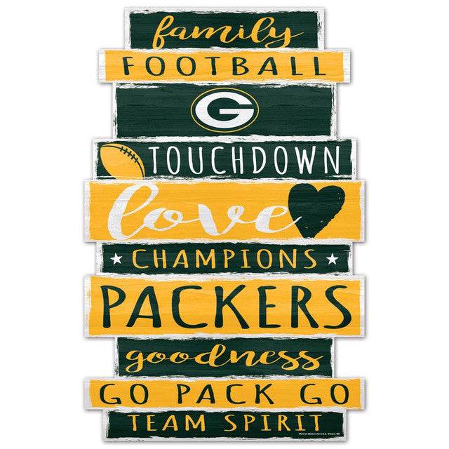 Green Bay Packers 11x17 Wood Sign Family Word Design - ToylandEU