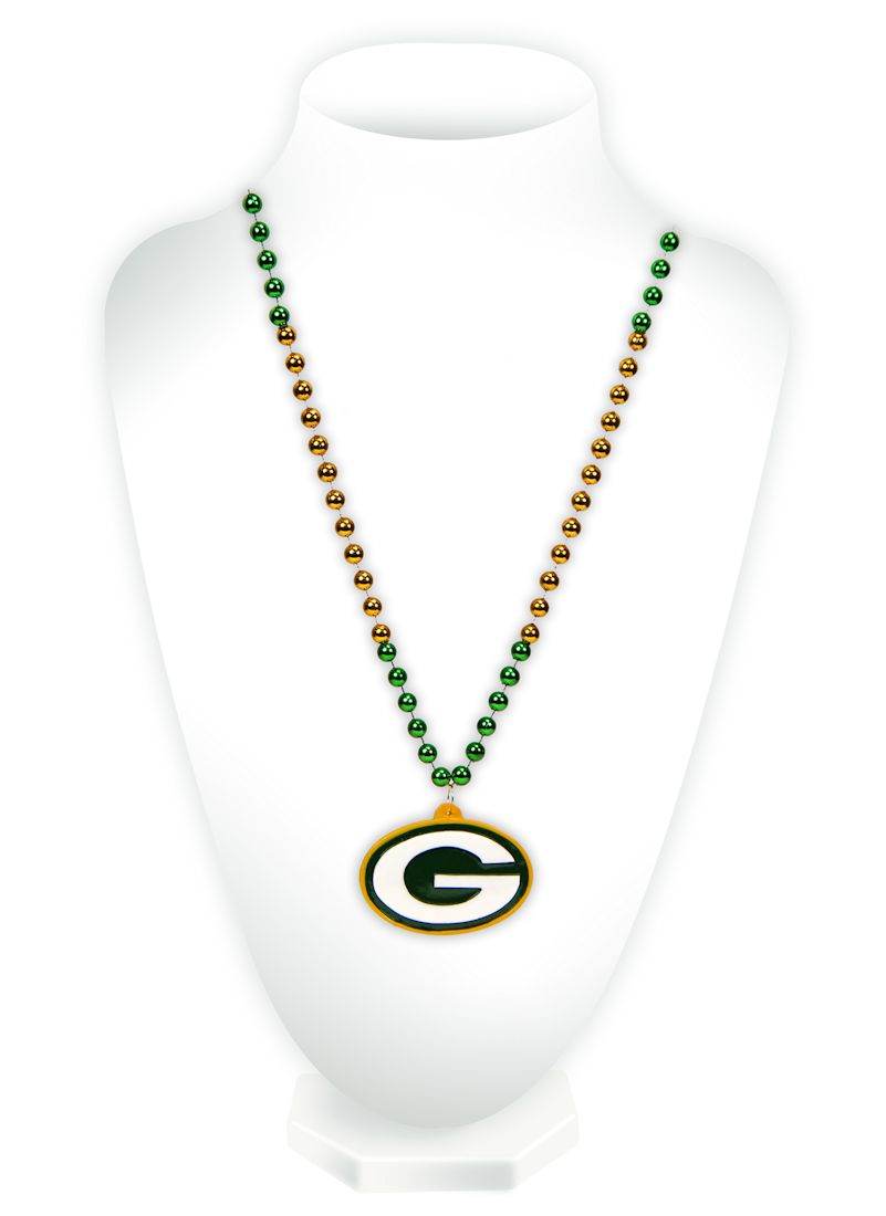 Green Bay Packers Beads With Medallion Mardi Gras Style - ToylandEU