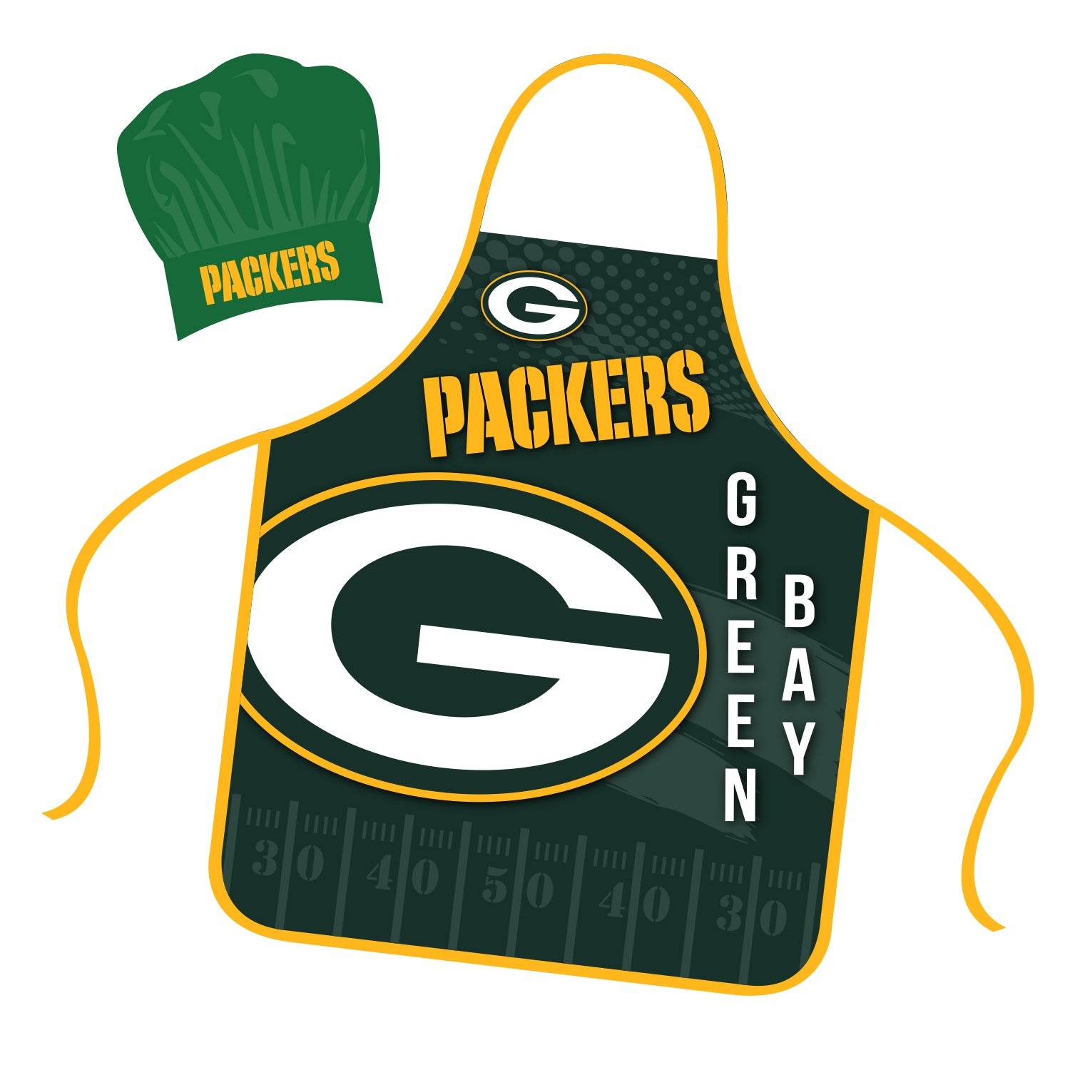 Green Bay Packers Chef Hat and Apron Set for Adults - ToylandEU