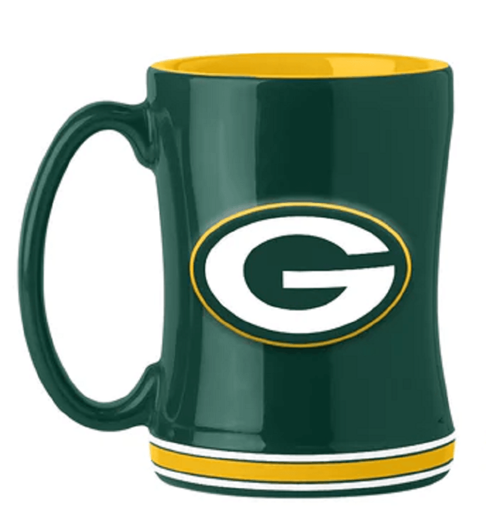 Green Bay Packers Coffee Mug 14oz Sculpted Relief Logo - ToylandEU