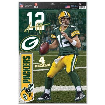 Green Bay Packers Decal Aaron Rodgers 11x17 MultiUse 4Piece - ToylandEU