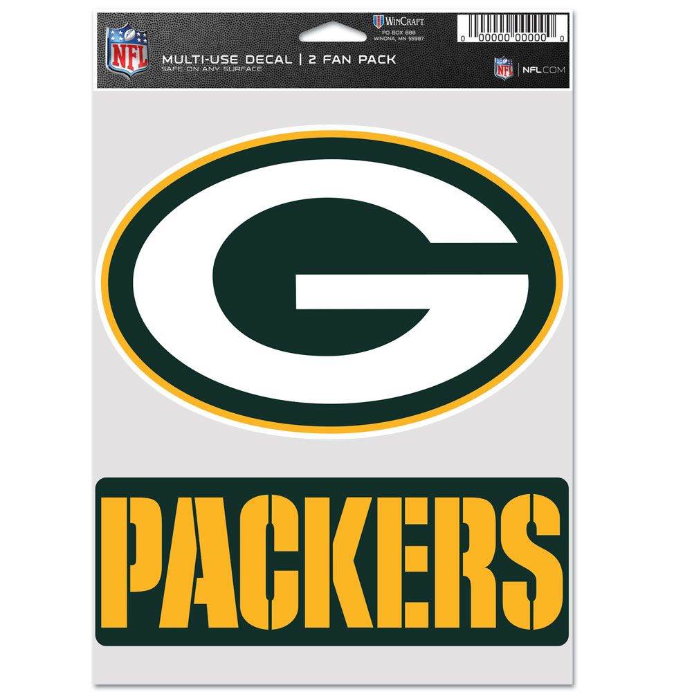 Green Bay Packers Decal Multi Use Fan 2 Pack Set For Cars - ToylandEU