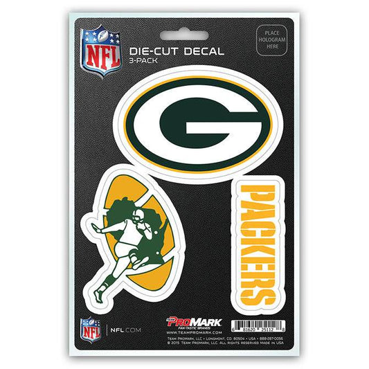 Green Bay Packers Die Cut Decal 3 Pack Vinyl Stickers - ToylandEU