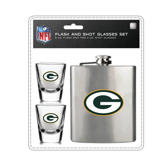 Green Bay Packers Flask And Shot Glass Set With Logo - ToylandEU