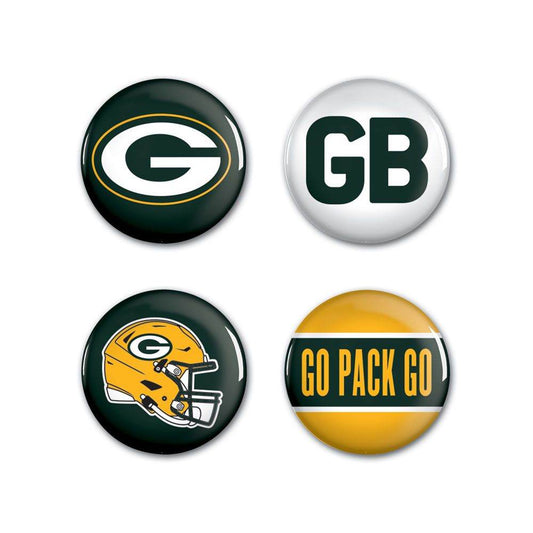Green Bay Packers Four Pack Buttons With Logo Designs - ToylandEU