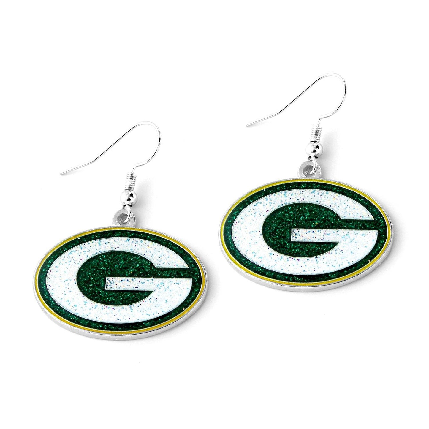Green Bay Packers Glitter Earrings With Team Graphics - ToylandEU
