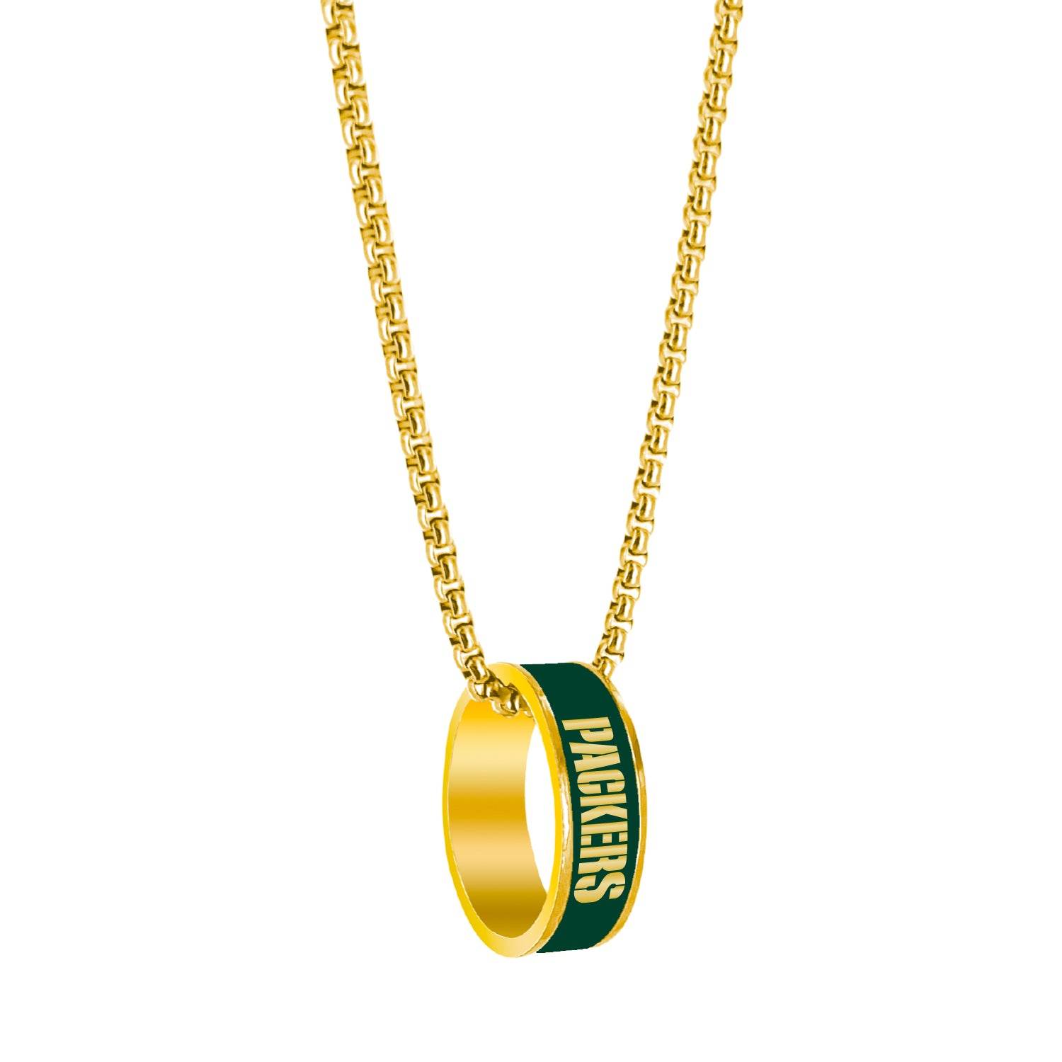 Green Bay Packers Gold Necklace Pendant Ring Jewelry - ToylandEU