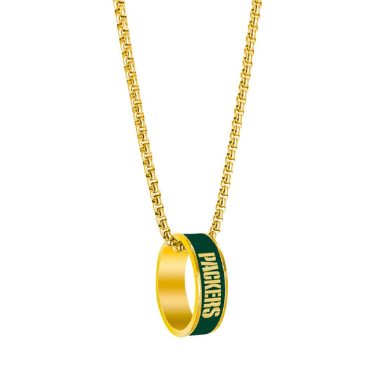 Green Bay Packers Gold Necklace Pendant Ring Jewelry - ToylandEU