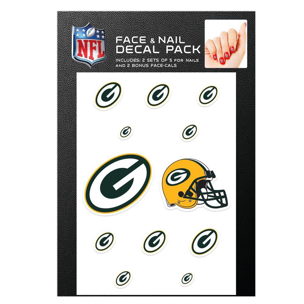 Green Bay Packers Nail Cals and Face Cals Waterless Decals - ToylandEU