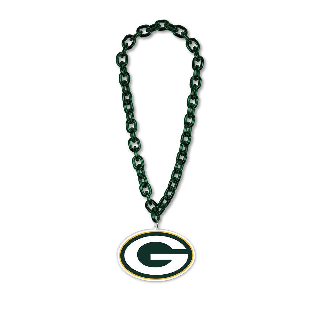 Green Bay Packers Necklace Big Chain Foam Logo 38 Inch - ToylandEU