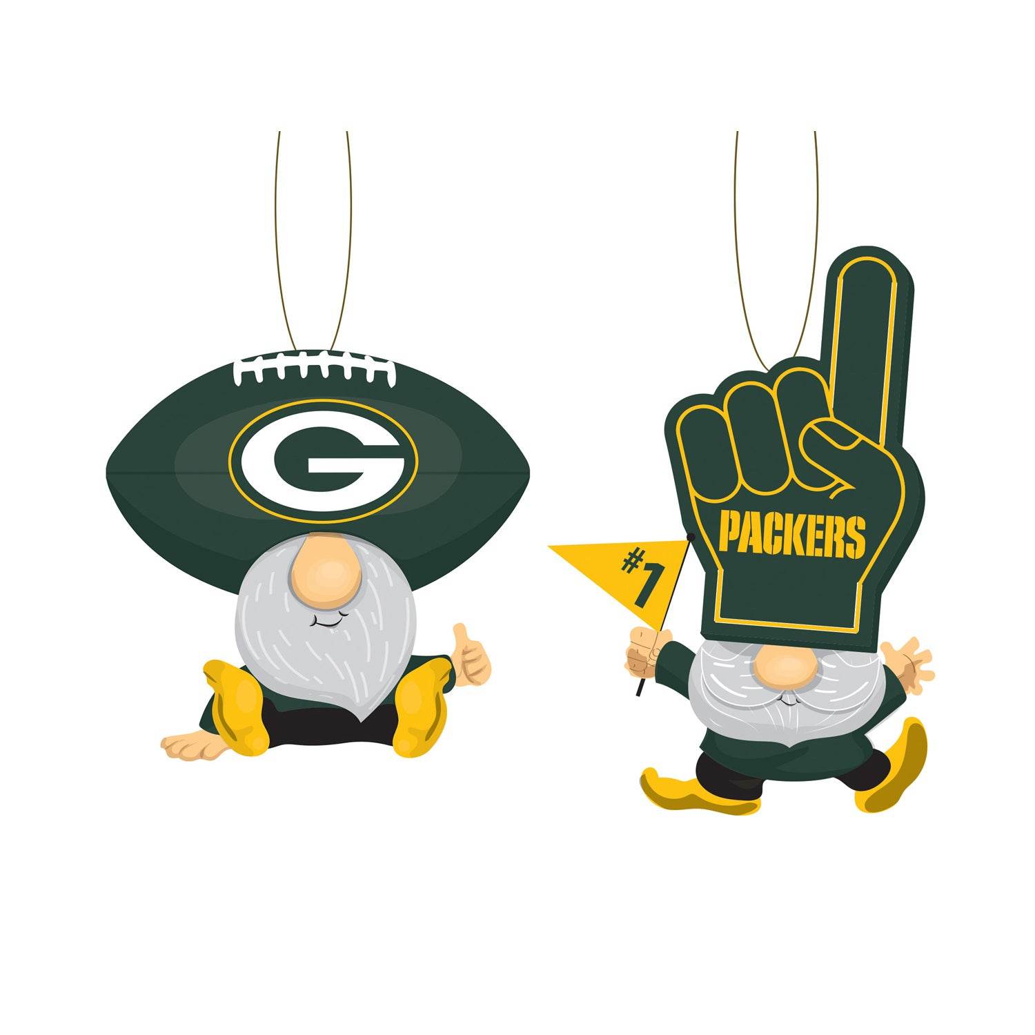Green Bay Packers Ornament Gnome Fans 2 Pack Figurines - ToylandEU