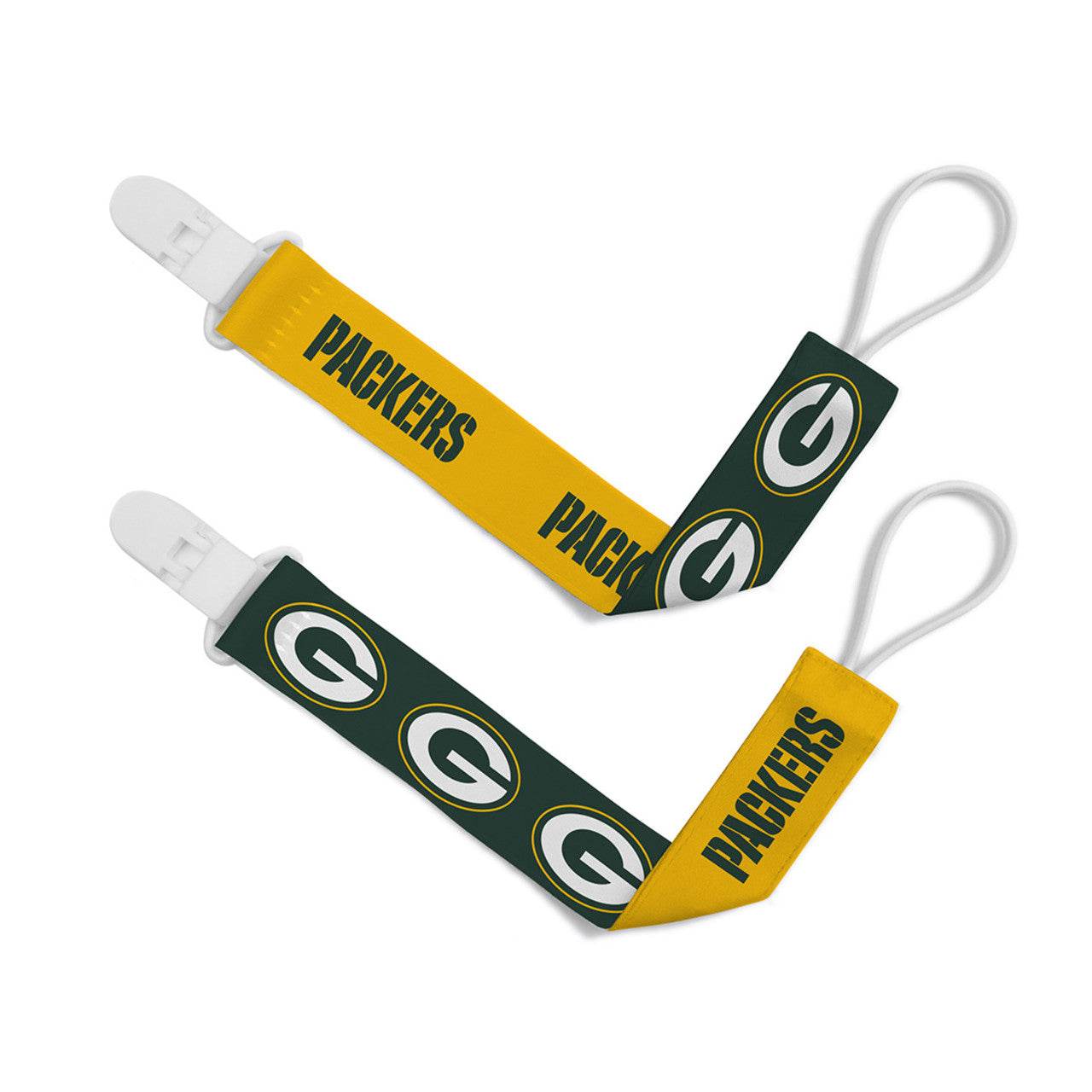 Green Bay Packers Pacifier Clips Two Pack Durable High Grip - ToylandEU