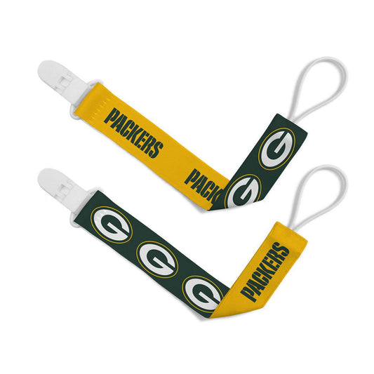 Green Bay Packers Pacifier Clips Two Pack Durable High Grip - ToylandEU