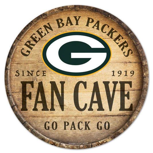 Green Bay Packers Round Wood Sign 14 Inch Barrel Top Design - ToylandEU