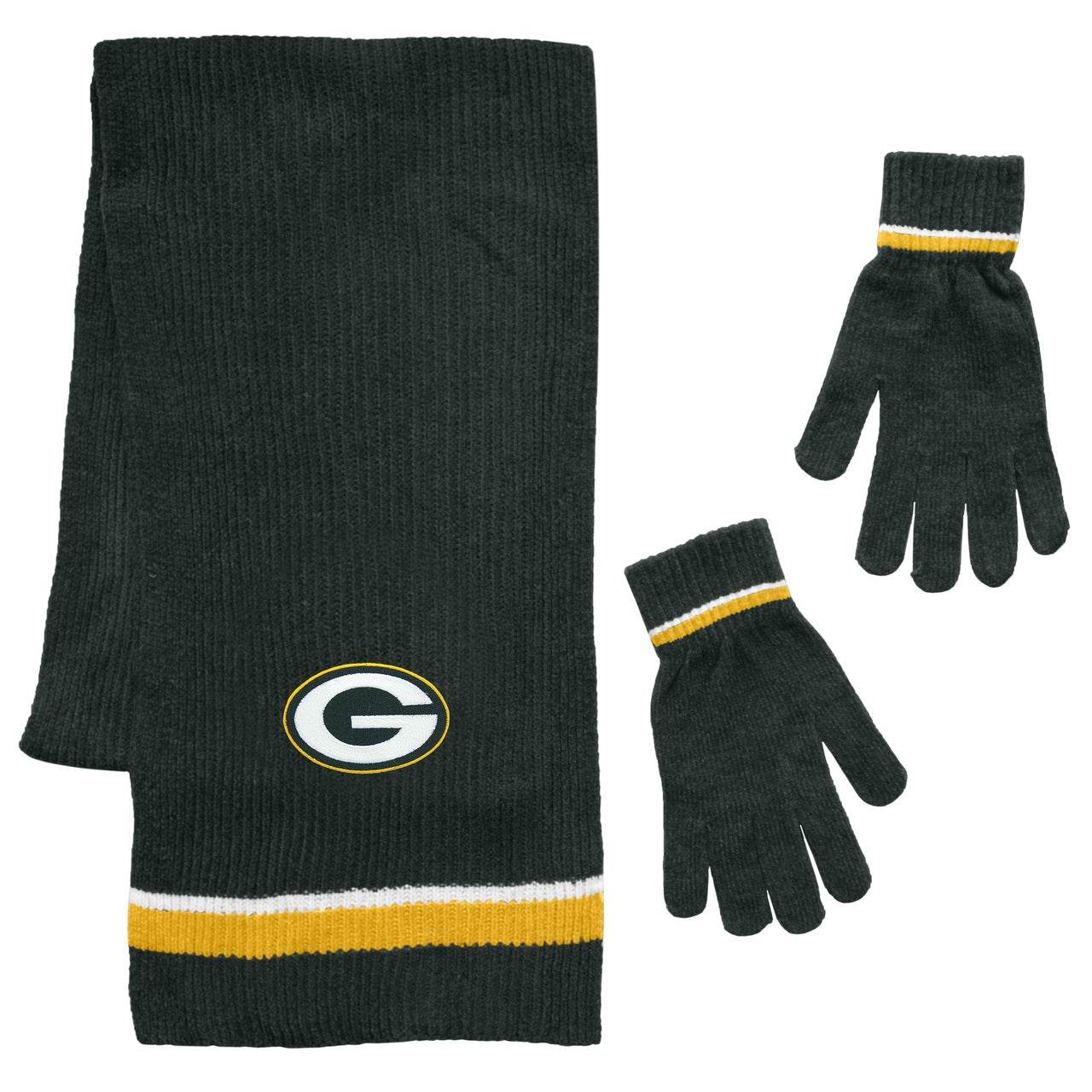 Green Bay Packers Scarf and Glove Gift Set Chenille - ToylandEU