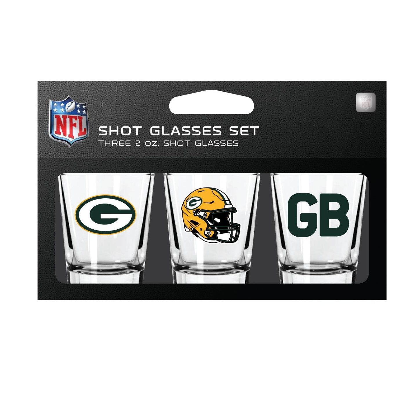 Green Bay Packers Shot Glass Set 3 Pack Dishwasher Safe - ToylandEU