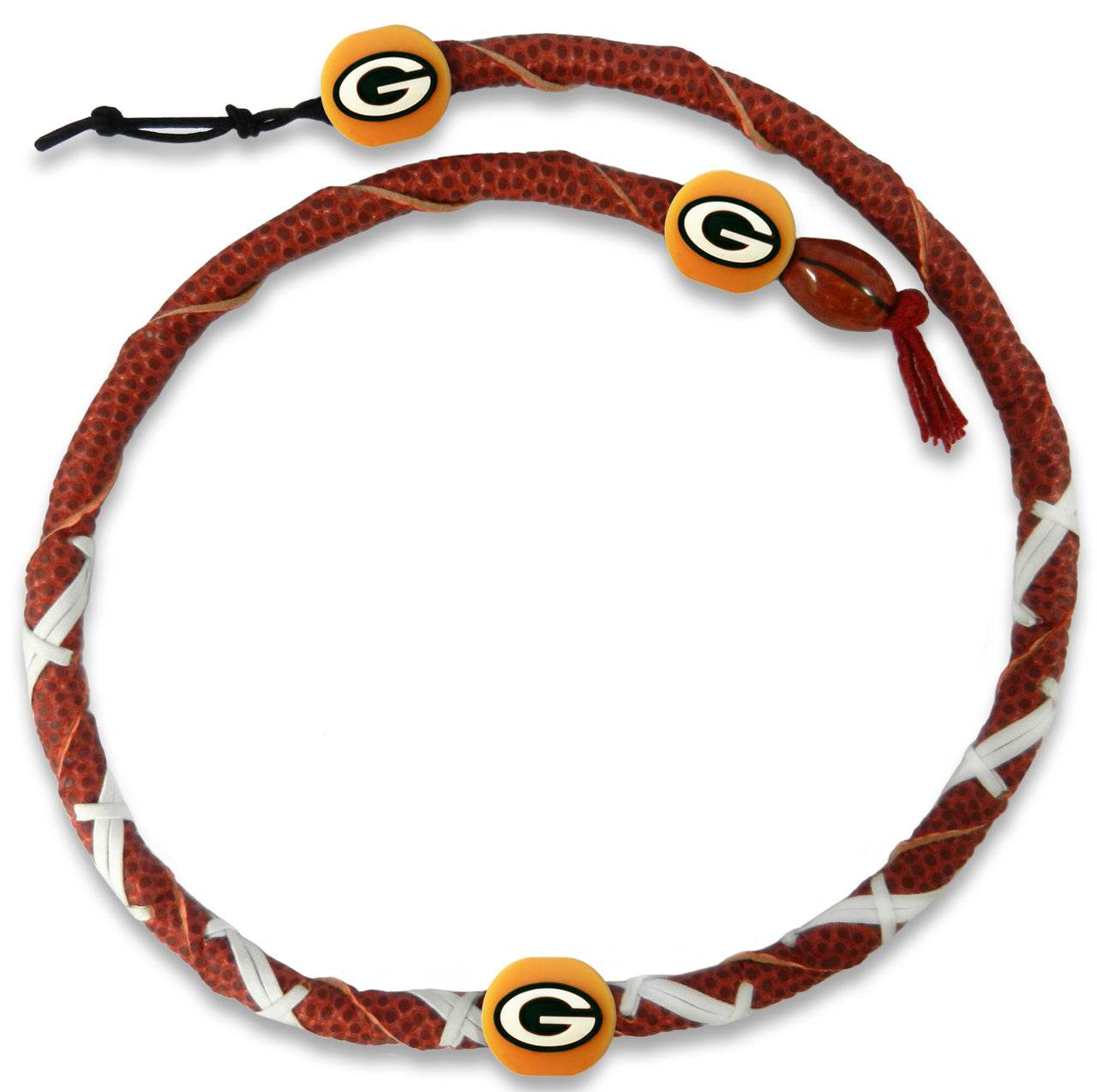 Green Bay Packers Spiral Football Necklace Genuine Leather - ToylandEU