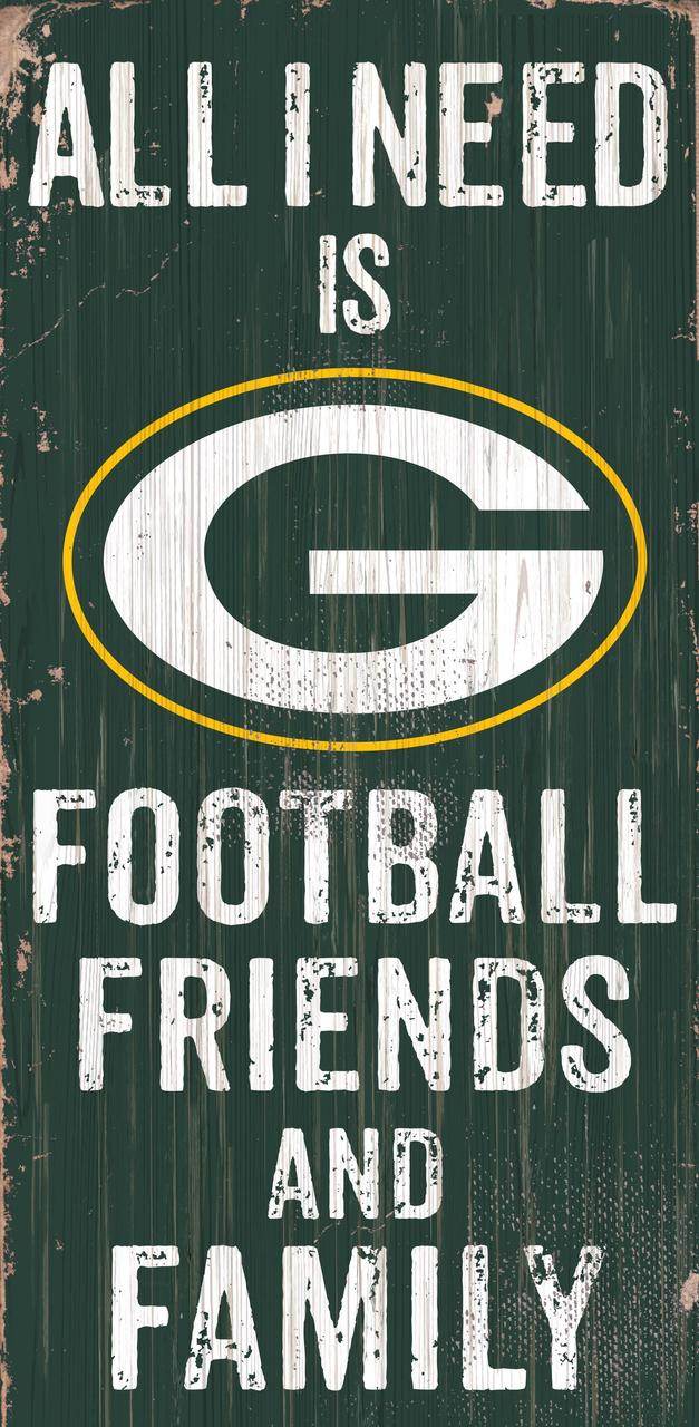 Green Bay Packers Wood Sign 6x12 Football Friends Design - ToylandEU