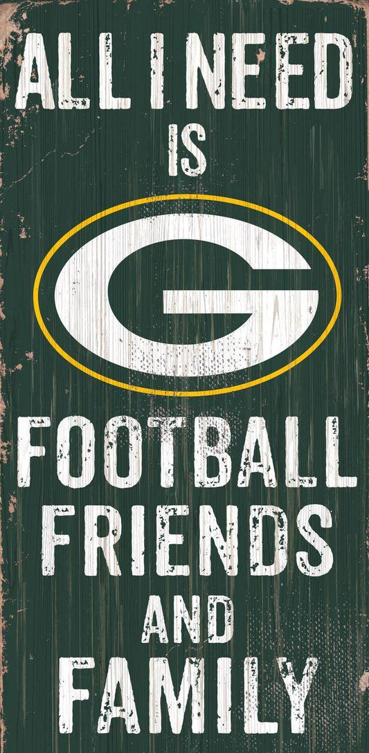 Green Bay Packers Wood Sign 6x12 Football Friends Design - ToylandEU