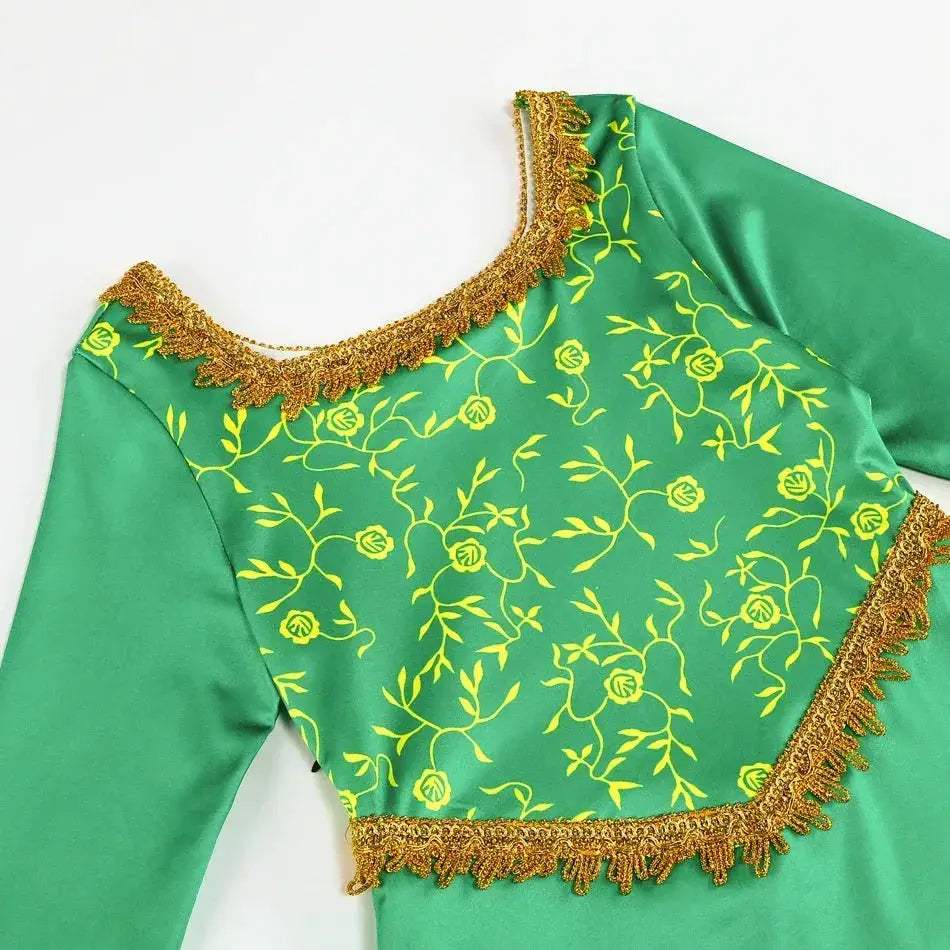 Green Princess Dress For Girls With Long Sleeve Halloween Costume - ToylandEU