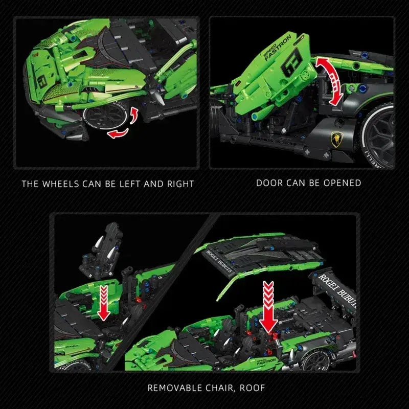 Green Racing Car MOC Building Blocks Kit Lego Compatible - ToylandEU