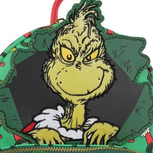 grinch mini backpack Loungefly How the Stole Christmas Grinch Christmas Present Mini- How To Spot a featuring the Grinch himself Color:THREADFIN birthday present idea
