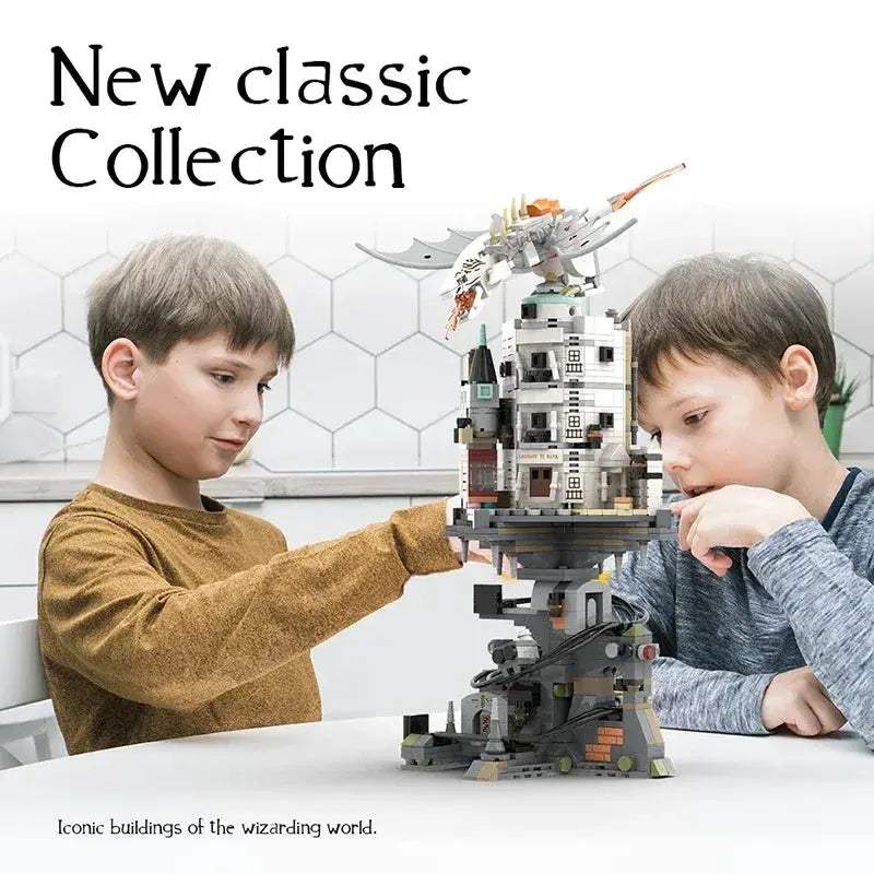 Gringotts Wizarding Bank Building Blocks Set With Dragon Mini Model - ToylandEU