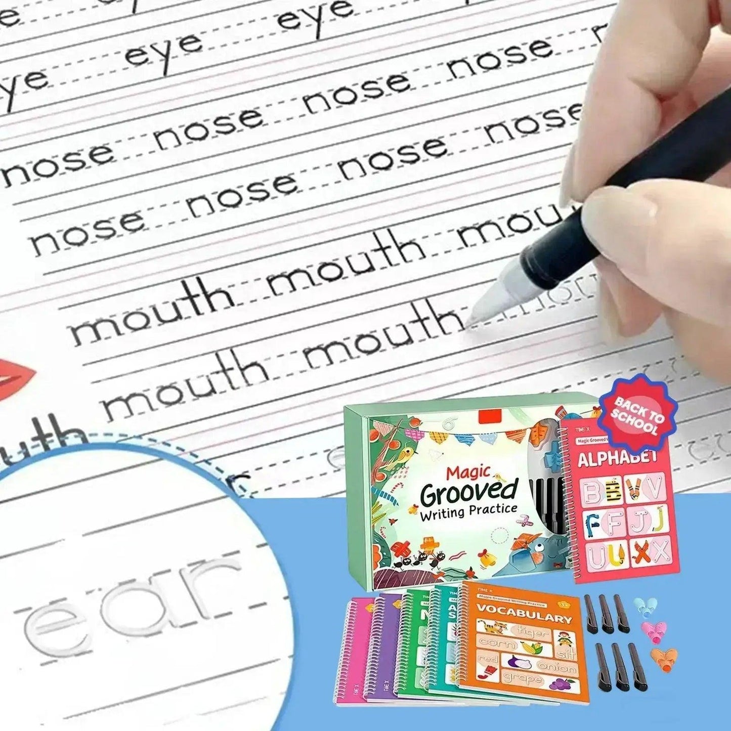  Grooved Writing Practice Books Handwriting Workbooks VAKIND -  ToylandEU™