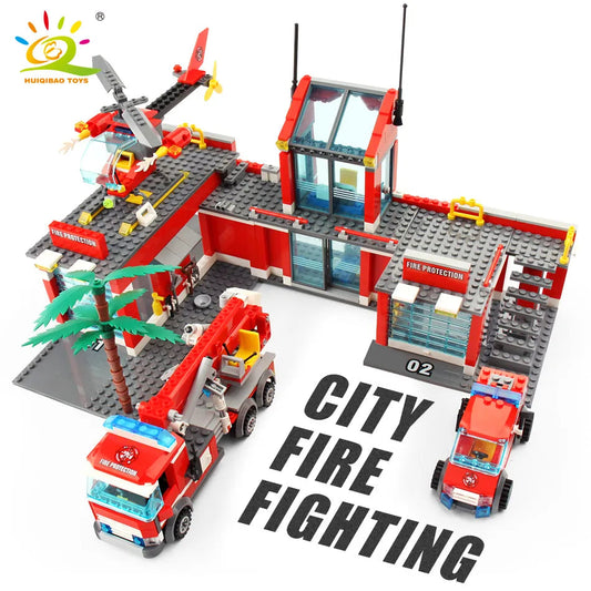 774 Piece Fire Station Building Blocks Set with Truck and Helicopter - ToylandEU