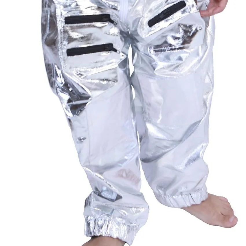 Galactic Explorer Silver Astronaut Costume for Kids with Helmet