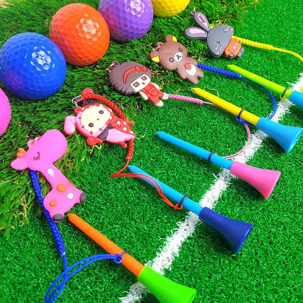 3-Piece  Pattern Rubber Golf Tees with Braided Rope - ToylandEU