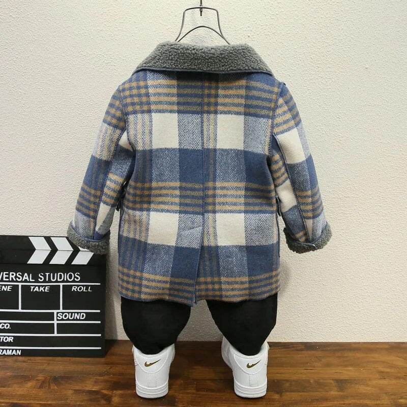 Stylish and Warm Boy's Woolen Long Coat for Kids - ToylandEU