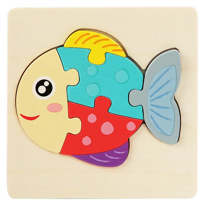 Wooden Puzzle | 3D Cartoon Animals | Educational Early Learning Toy | Unisex