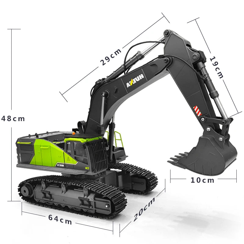 593 1:14 RC Excavator 22CH Unlimited Rotation Alloy Remote Control Truck - ToylandEU