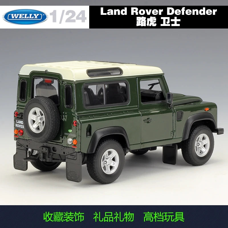 Diecast Car Model | 1:24 Land Rover Defender | Army Green Alloy | Non Remote
