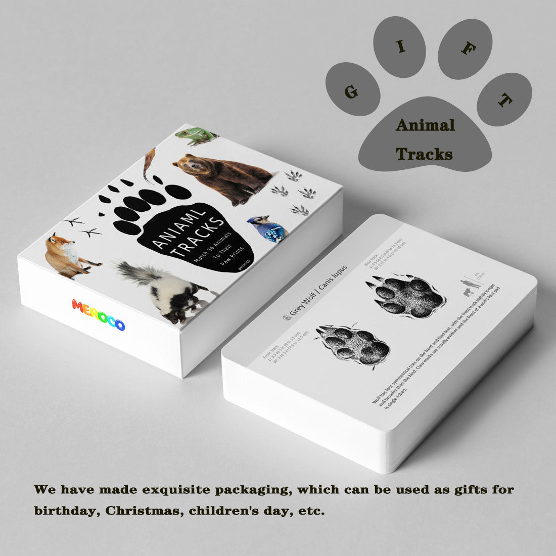 Animals and Footprints Montessori English Flash Cards for Early Learning - ToylandEU