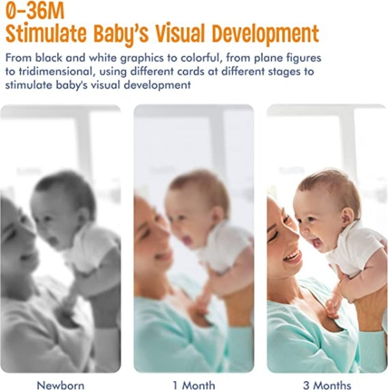 High Contrast Black and White Flash Cards for Montessori Baby Stimulation - ToylandEU