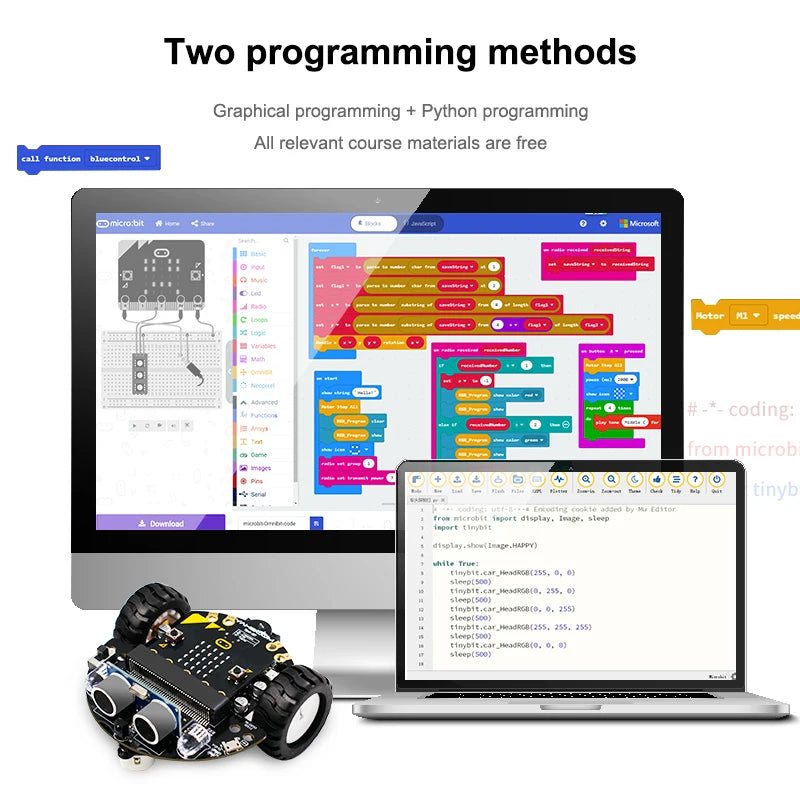 Microbit Coding Robotics Car Kit for STEM Education - Yahboom Tinybit V2 V1 with Python and MakeCode Programming