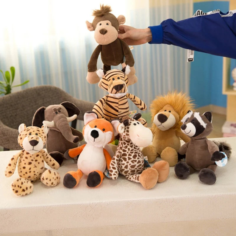 Wild Safari Plush Animal Dolls Set - 25cm Lifelike Forest Friends