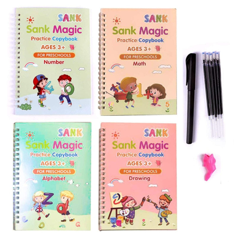 Magic Reusable Writing Practice Kit with 4 Books, Pen, and Stickers for Children Toyland EU Toyland EU