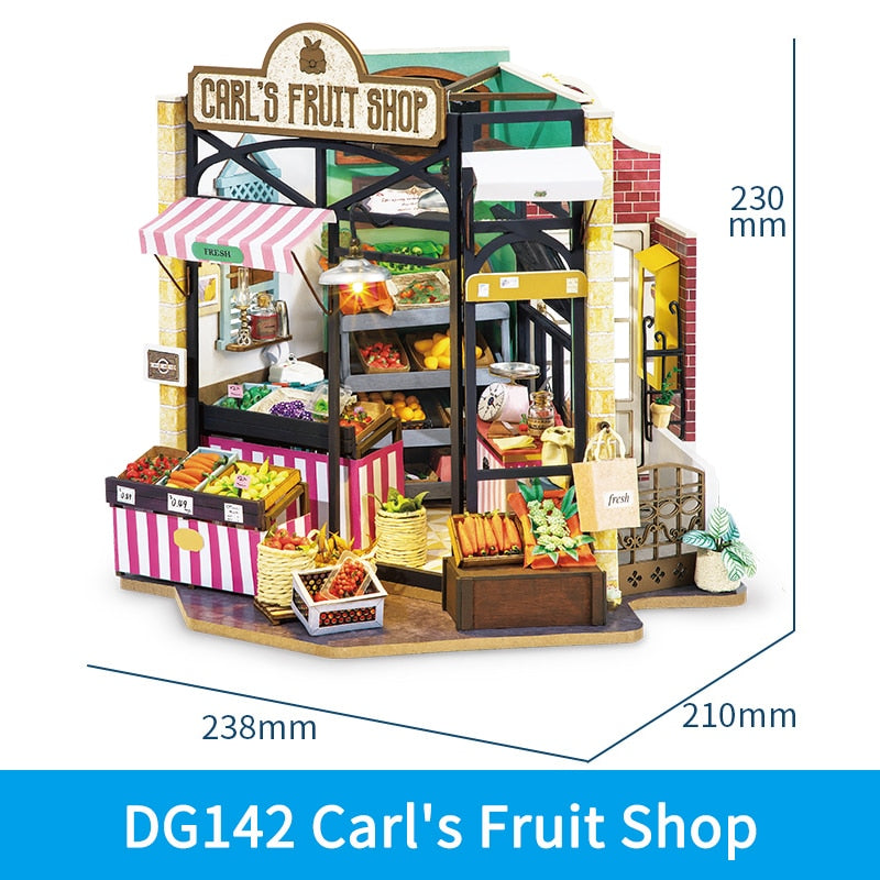 DIY Wooden Miniature Dollhouse Fruit and Flower Shop with Furniture - Creative Toy for Children Toyland EU Toyland EU