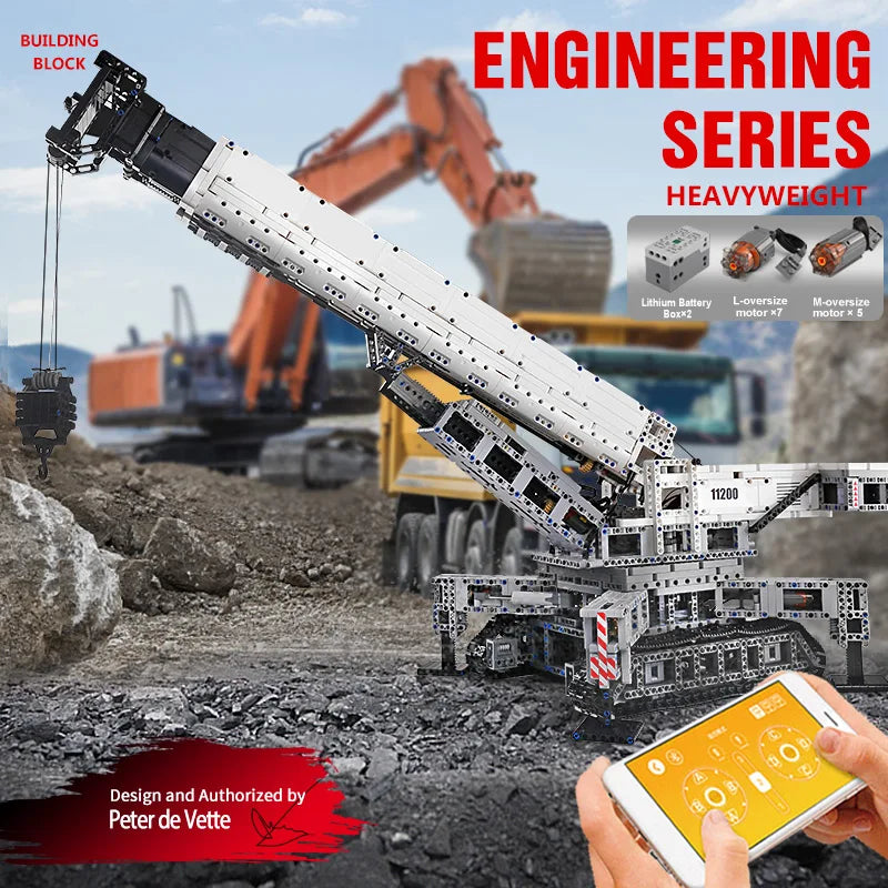 Remote-Controlled Crawler Crane Building Set for Young Engineers